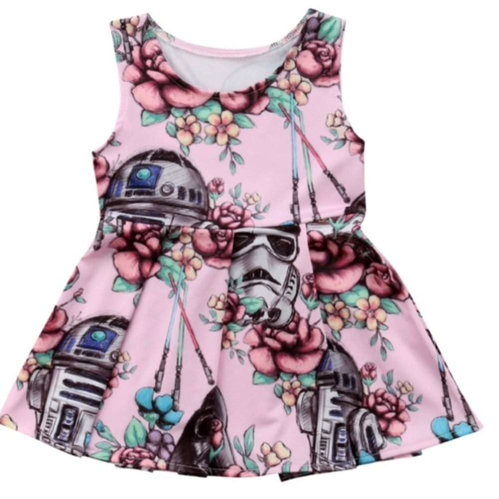 Star Wars R2D2 Girls Pink Star Wars Toddler Boutique A-Line Dress Custom Handmad